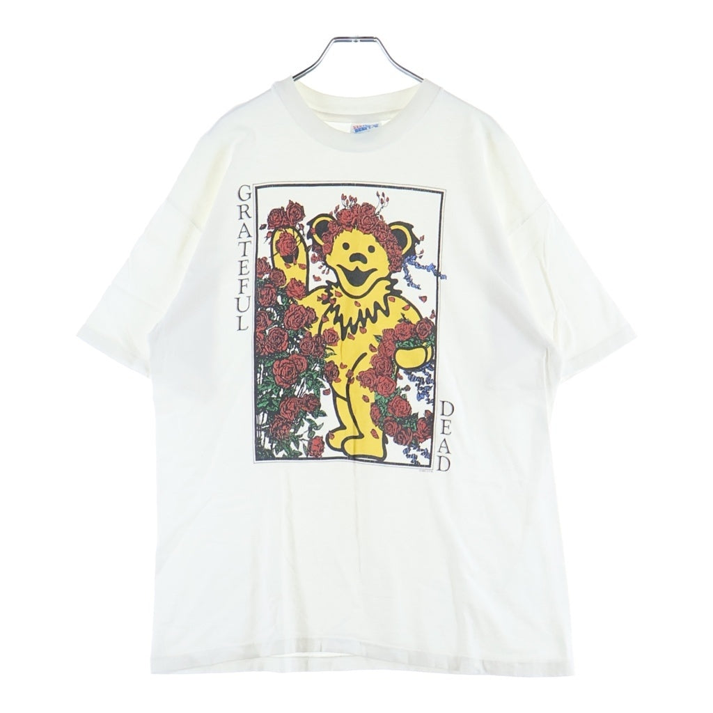 VINTAGE(ヴィンテージ) 90S VINTAGE GREATFUL DEAD HANESタグ グレイトフルデッド ベアー ローズ クルーネック半袖Tシャツ カットソー ホワイト