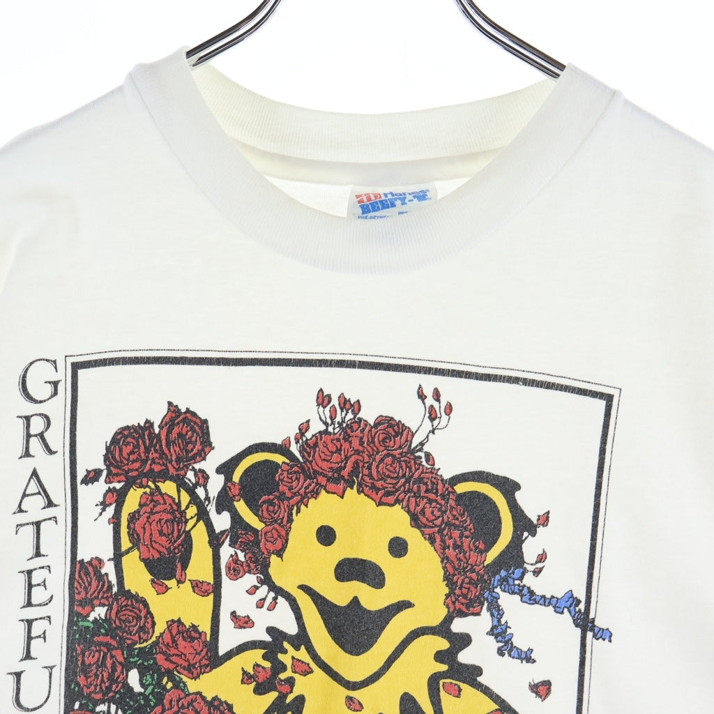 VINTAGE(ヴィンテージ) 90S VINTAGE GREATFUL DEAD HANESタグ グレイトフルデッド ベアー ローズ クルーネック半袖Tシャツ カットソー ホワイト