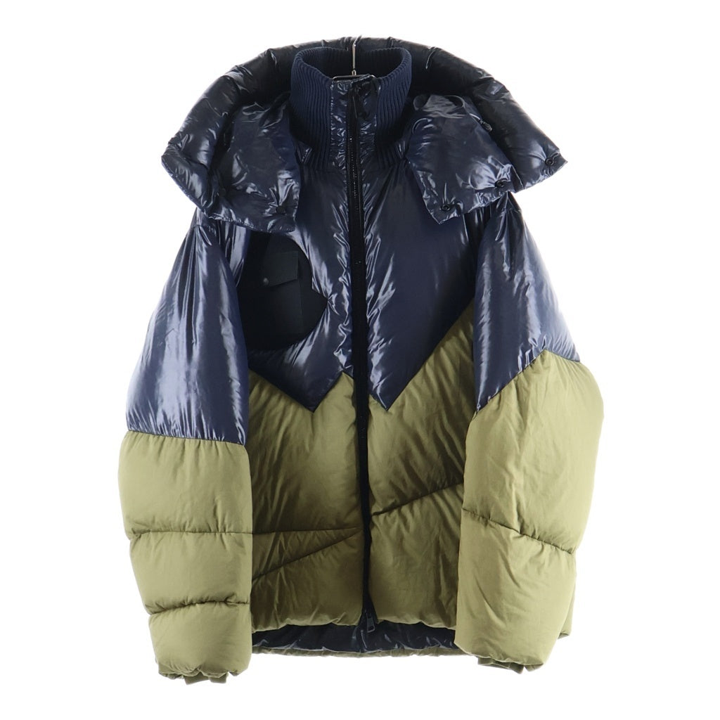 MONCLER(モンクレール) 18AW ARBONNE アルボンヌ 素材切り替え ダブルジップ フーデッドナイロンダウンジャケット ネイビー/カーキ D20914199485