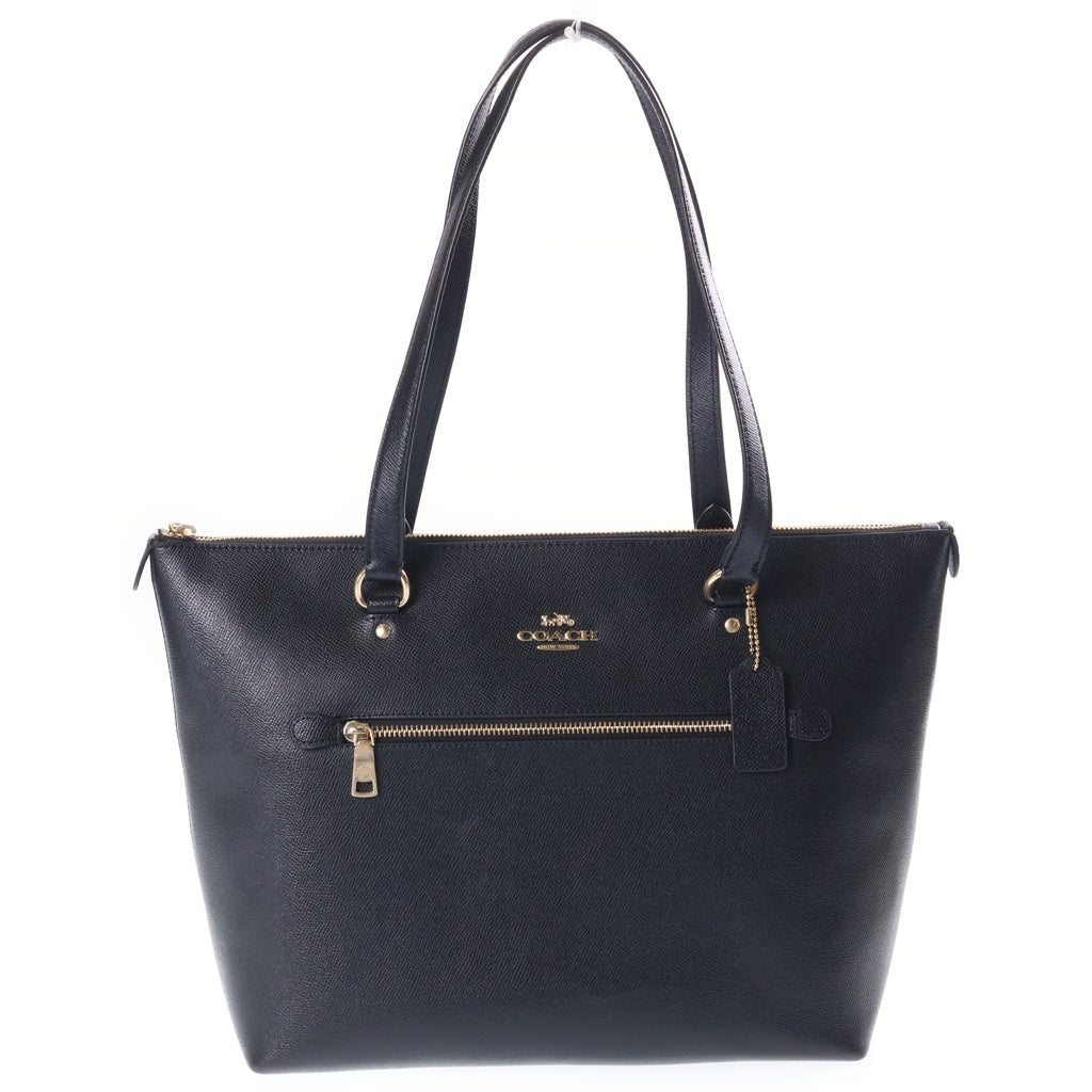 COACH(コーチ) クロスグレイン レザー ギャラリー トート バッグ ブラック/ゴールド F79608 レディース