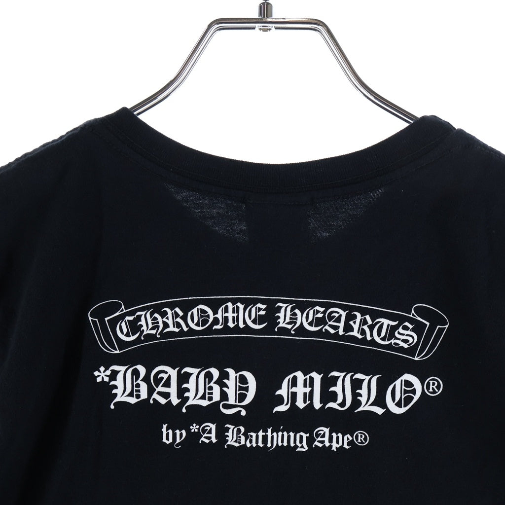 CHROME HEARTS(クロムハーツ) ×A BATHING APE BABY MILO TEE アベイジング エイプ コラボ フロント ホースシューロゴプリント クルーネック半袖Tシャツ カットソー キッズ ブラック レディース