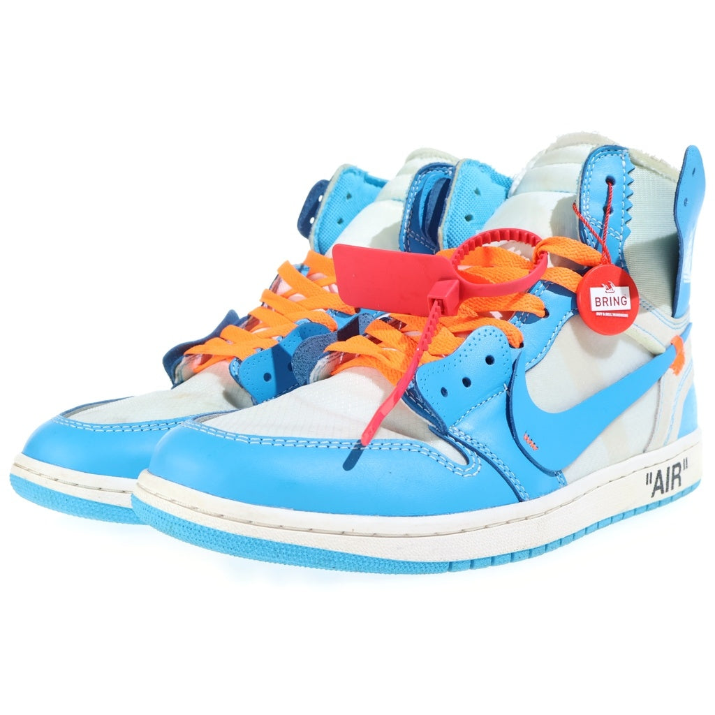 NIKE(ナイキ) ×OFF-WHITE AIR JORDAN 1 POWDER BLUE UNC オフホワイト エアジョーダン1 パウダーブルー ハイカットスニーカー ホワイト/ブルー US11/29cm AQ0818-148
