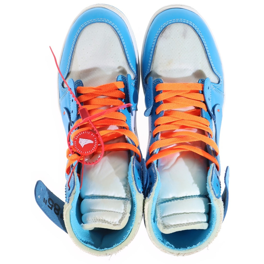 NIKE(ナイキ) ×OFF-WHITE AIR JORDAN 1 POWDER BLUE UNC オフホワイト エアジョーダン1 パウダーブルー ハイカットスニーカー ホワイト/ブルー US11/29cm AQ0818-148