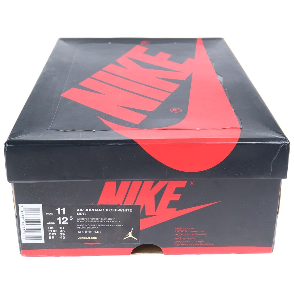 NIKE(ナイキ) ×OFF-WHITE AIR JORDAN 1 POWDER BLUE UNC オフホワイト エアジョーダン1 パウダーブルー ハイカットスニーカー ホワイト/ブルー US11/29cm AQ0818-148