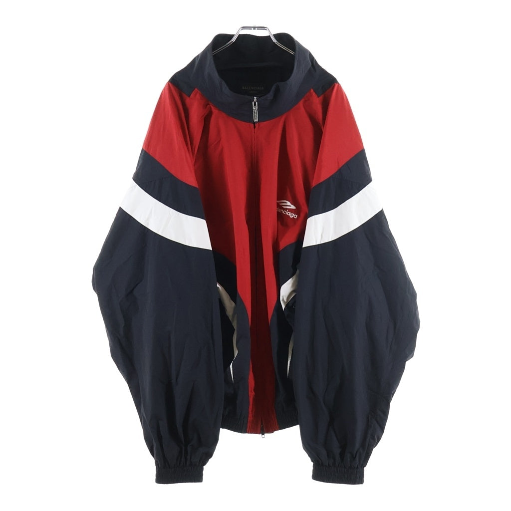 BALENCIAGA(バレンシアガ) 24SS TRACK JACKET オフショルダートラックジャケット ジップアップブルゾン ブラック/レッド 790756 TPQ38