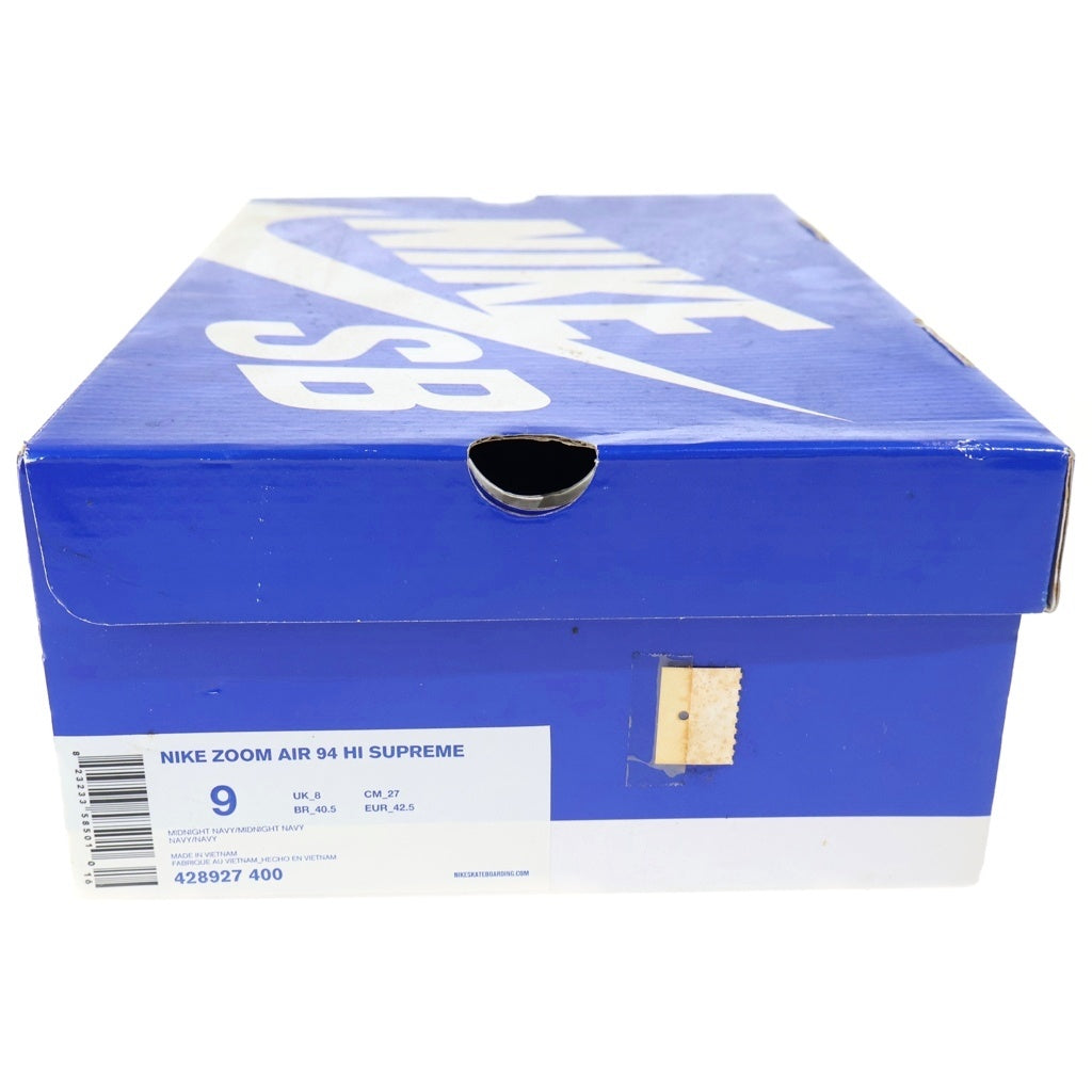 NIKE(ナイキ) 【観賞用 2011年製】 ×SUPREME ZOOM AIR 94 HI シュプリーム ズームエア ハイカットスニーカー ネイビー US9/27cm 428927-400