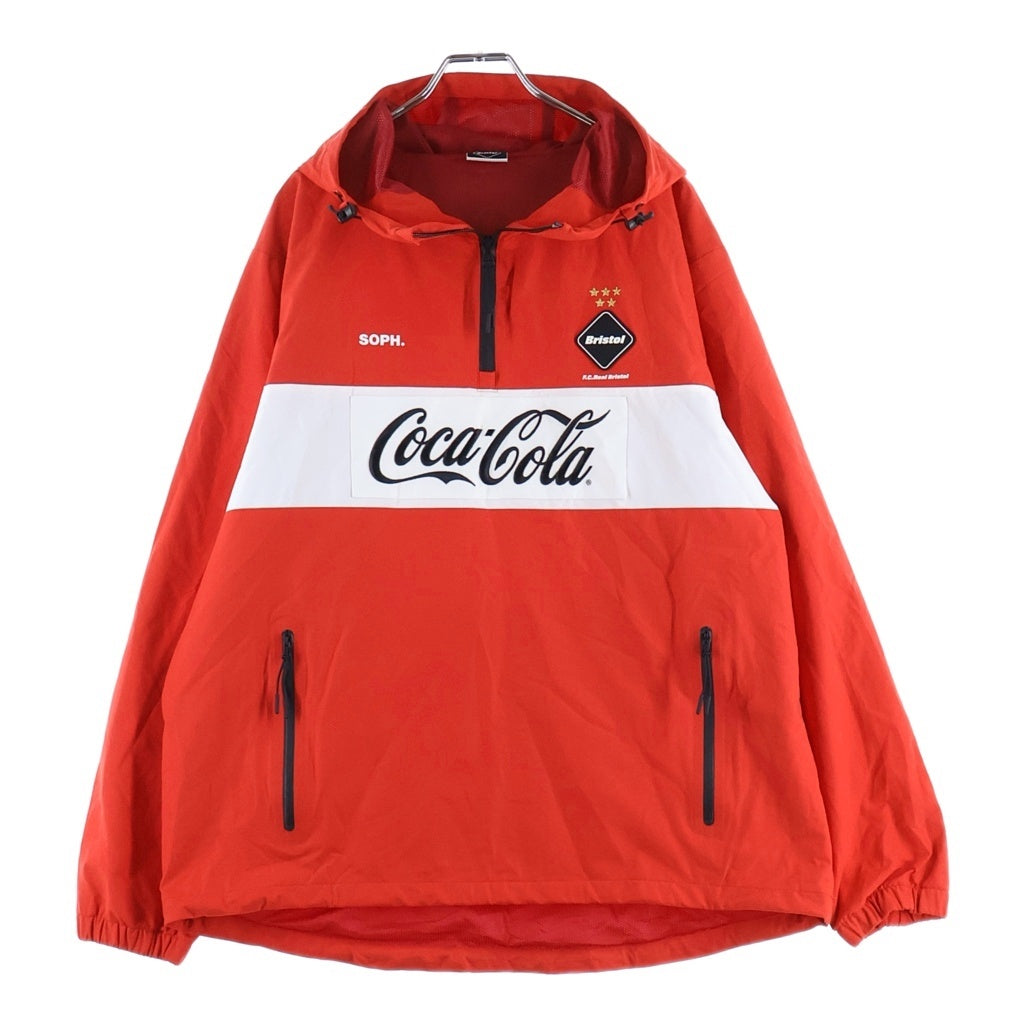 F.C.R.B.(エフシーアールビー) 20SS ×COCA-COLA HALF ZIP ANORAK コカコーラ ロゴエンブロイダリー ワッペン ナイロン ハーフジップ アノラック レッド FCRB-200002