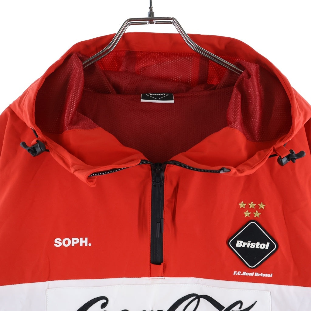 F.C.R.B.(エフシーアールビー) 20SS ×COCA-COLA HALF ZIP ANORAK コカコーラ ロゴエンブロイダリー ワッペン ナイロン ハーフジップ アノラック レッド FCRB-200002