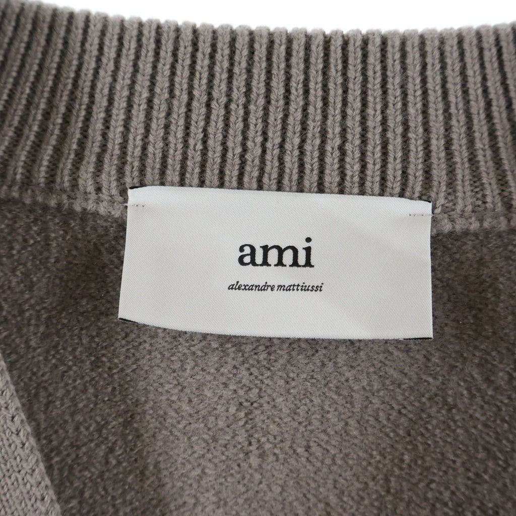 AMI Alexandre Mattiussi(アミアレクサンドルマテュッシ) Ami de Coeur メリノウールフェルトニット ハートロゴ カーディガン セーター グレー UKC090.KN0090