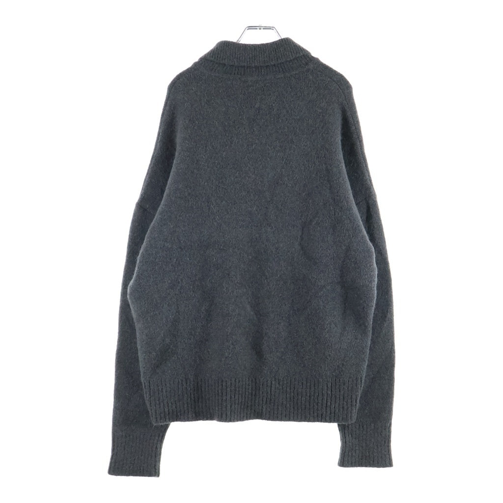 AMI Alexandre Mattiussi(アミアレクサンドルマテュッシ) Ami de Coeur ヘアリーアルパカ ハートロゴ ニットポロ セーター グレー UPL325.KN0032