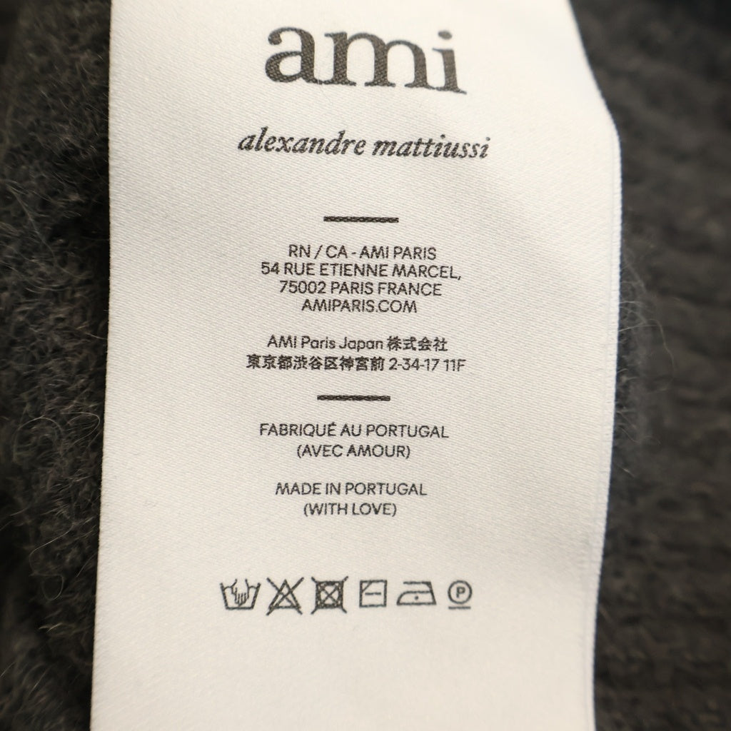 AMI Alexandre Mattiussi(アミアレクサンドルマテュッシ) Ami de Coeur ヘアリーアルパカ ハートロゴ ニットポロ セーター グレー UPL325.KN0032