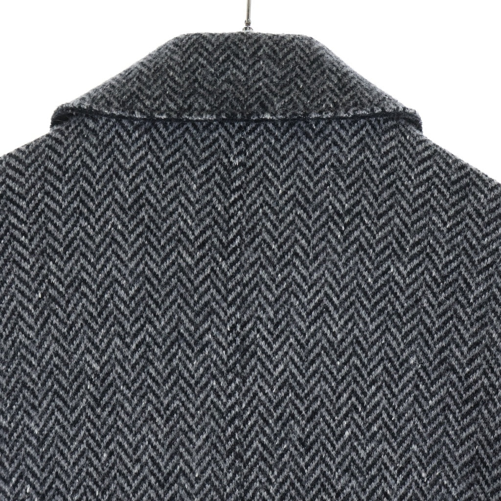 YOKE(ヨーク) 19AW DOUBLE JQUARD KNIT BALCOLLAR CORT ダブルジャガーニット ヘリンボーン バルカラー ロングコート ブラック YK19AW0044C