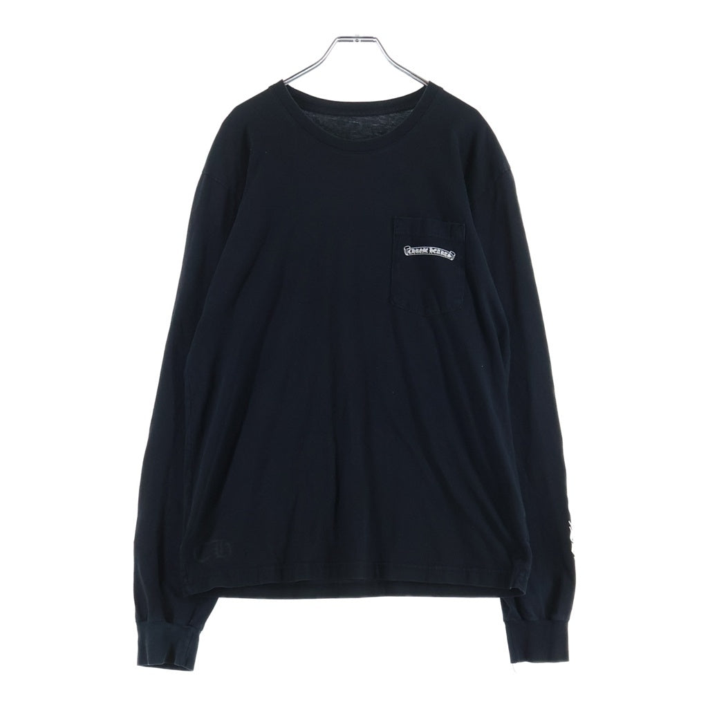 CHROME HEARTS(クロムハーツ) BACK SCROLL LABEL CH L/S T-SHIRT バックスクロールラベル アームロゴプリント クルーネック 長袖Tシャツ カットソー ブラック