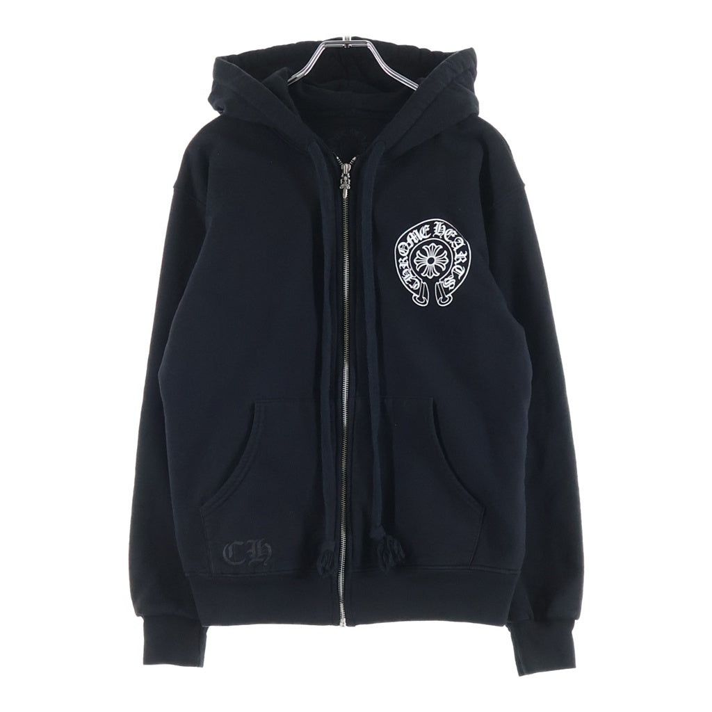 CHROME HEARTS(クロムハーツ) HONOLULU SWTSHRT HD ZIP ホノルル限定 アームフローラルクロス ホースシュープリント 裏地サーマル ジップアップフーデッドパーカー ブラック