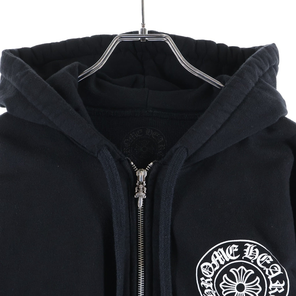 CHROME HEARTS(クロムハーツ) HONOLULU SWTSHRT HD ZIP ホノルル限定 アームフローラルクロス ホースシュープリント 裏地サーマル ジップアップフーデッドパーカー ブラック