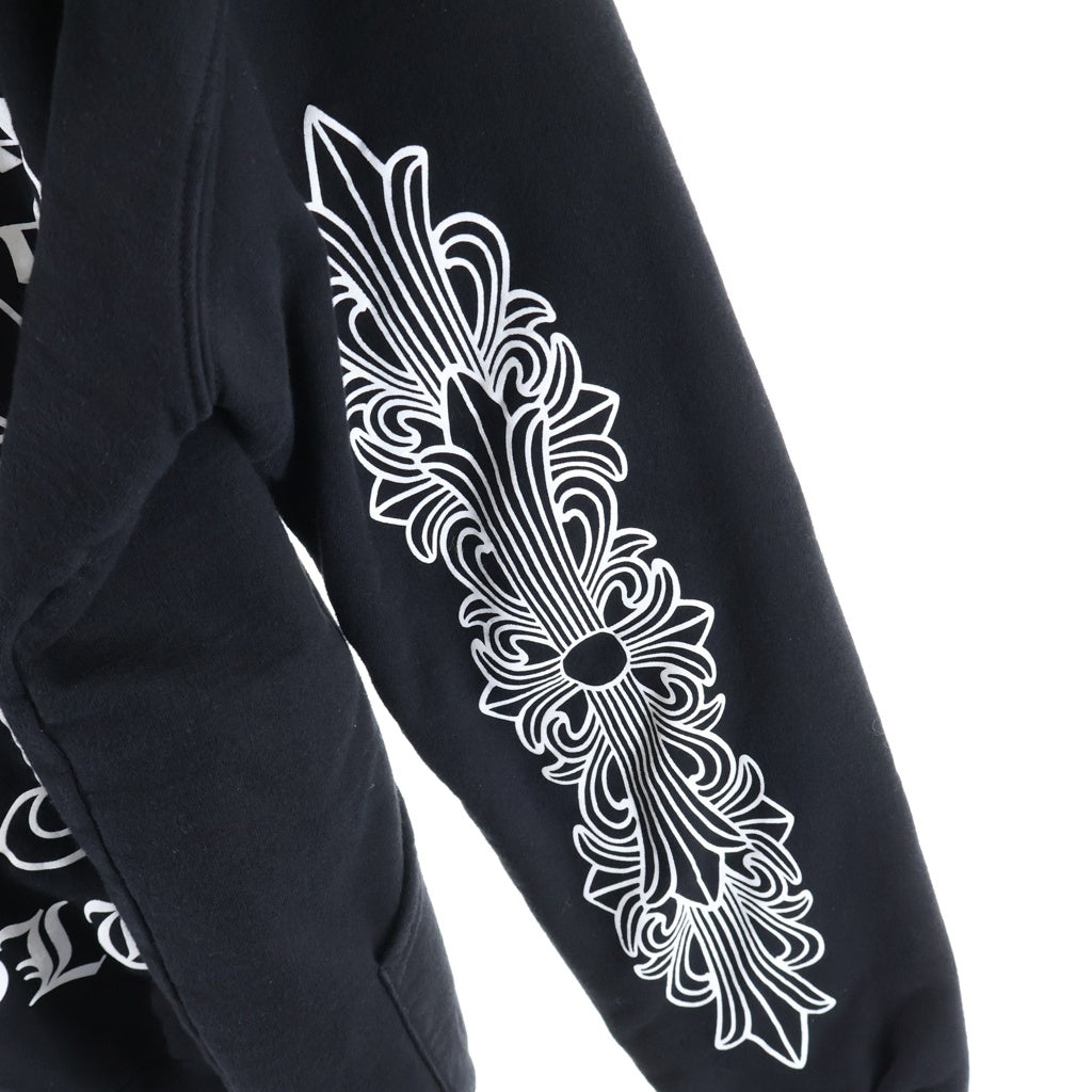 CHROME HEARTS(クロムハーツ) HONOLULU SWTSHRT HD ZIP ホノルル限定 アームフローラルクロス ホースシュープリント 裏地サーマル ジップアップフーデッドパーカー ブラック