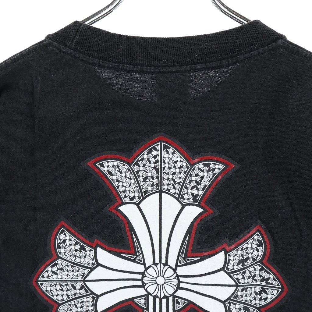 CHROME HEARTS(クロムハーツ) OLD DBL SH CRS S/S TEE ダブルCHクロス ネックロゴプリント クルーネック半袖Tシャツ カットソー ブラック