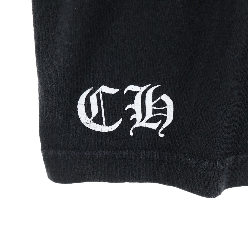 CHROME HEARTS(クロムハーツ) OLD DBL SH CRS S/S TEE ダブルCHクロス ネックロゴプリント クルーネック半袖Tシャツ カットソー ブラック