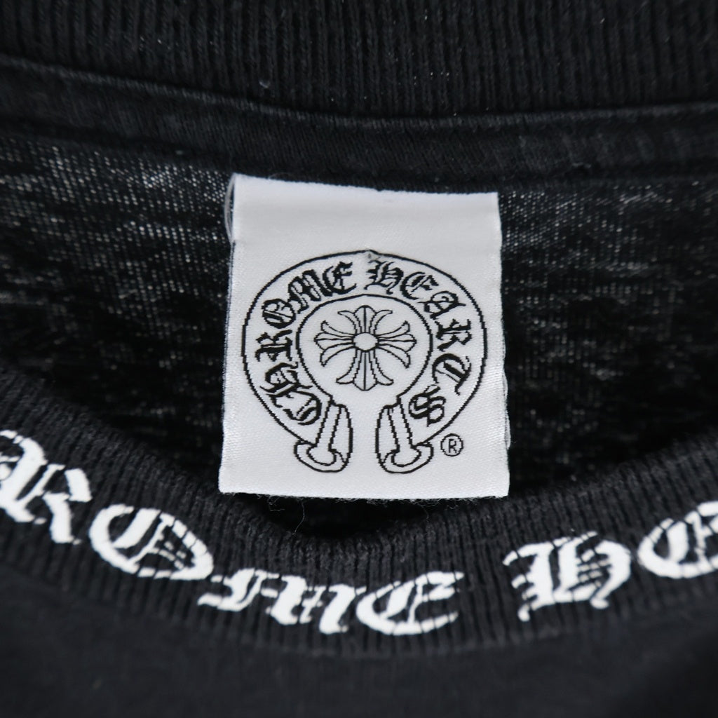 CHROME HEARTS(クロムハーツ) OLD DBL SH CRS S/S TEE ダブルCHクロス ネックロゴプリント クルーネック半袖Tシャツ カットソー ブラック
