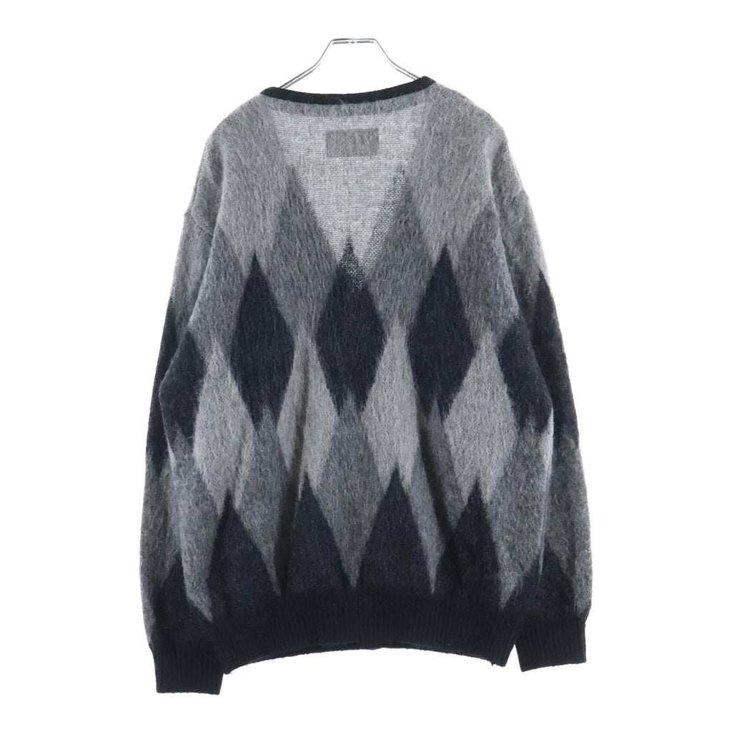 WACKO MARIA(ワコマリア) 20AW DAIAMOND MOHAIR CARDIGAN ダイヤモンド モヘア混 ニットカーディガン ブラック/グレー 20FW-WMK-KN13