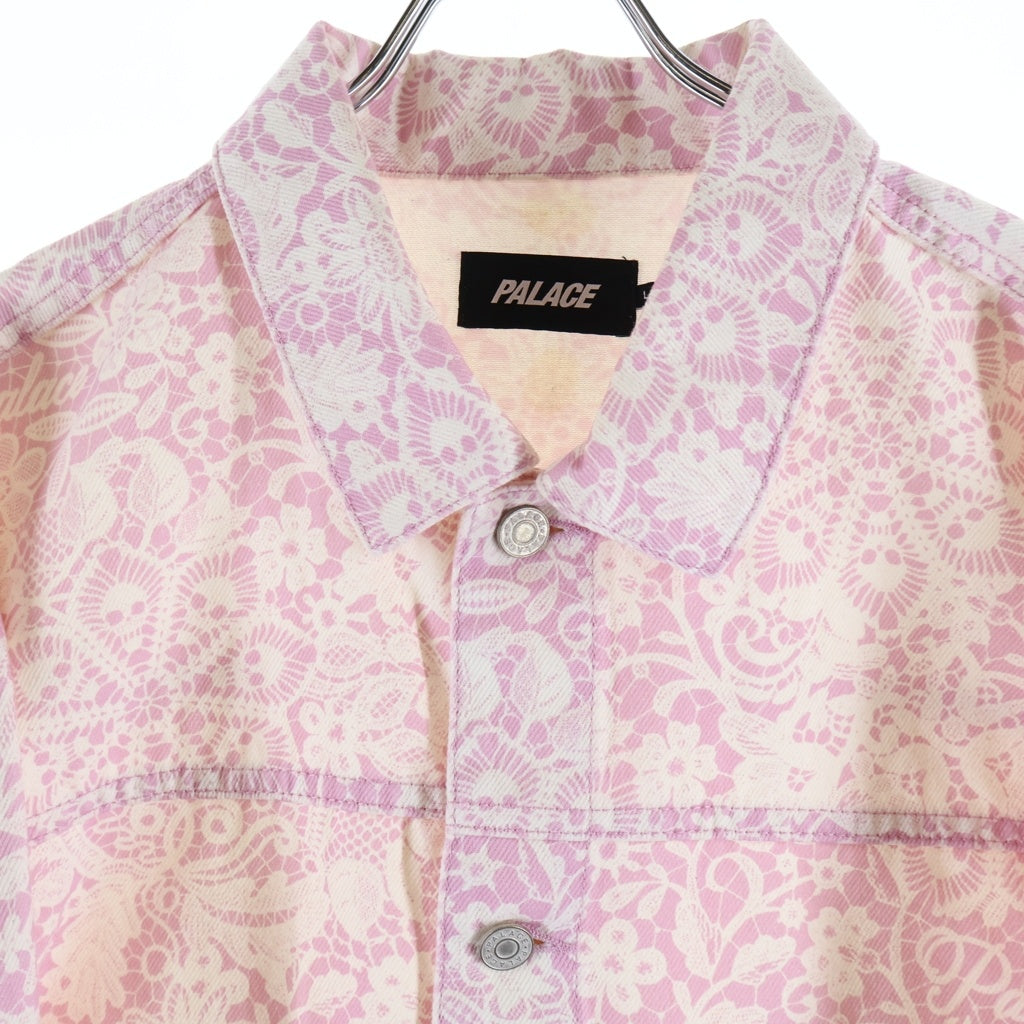 Palace Skateboards(パレススケートボーズ) 26SS LACE BLEACHED DENIM JACKET レース 総柄 ブリーチドデニムジャケット ピンク