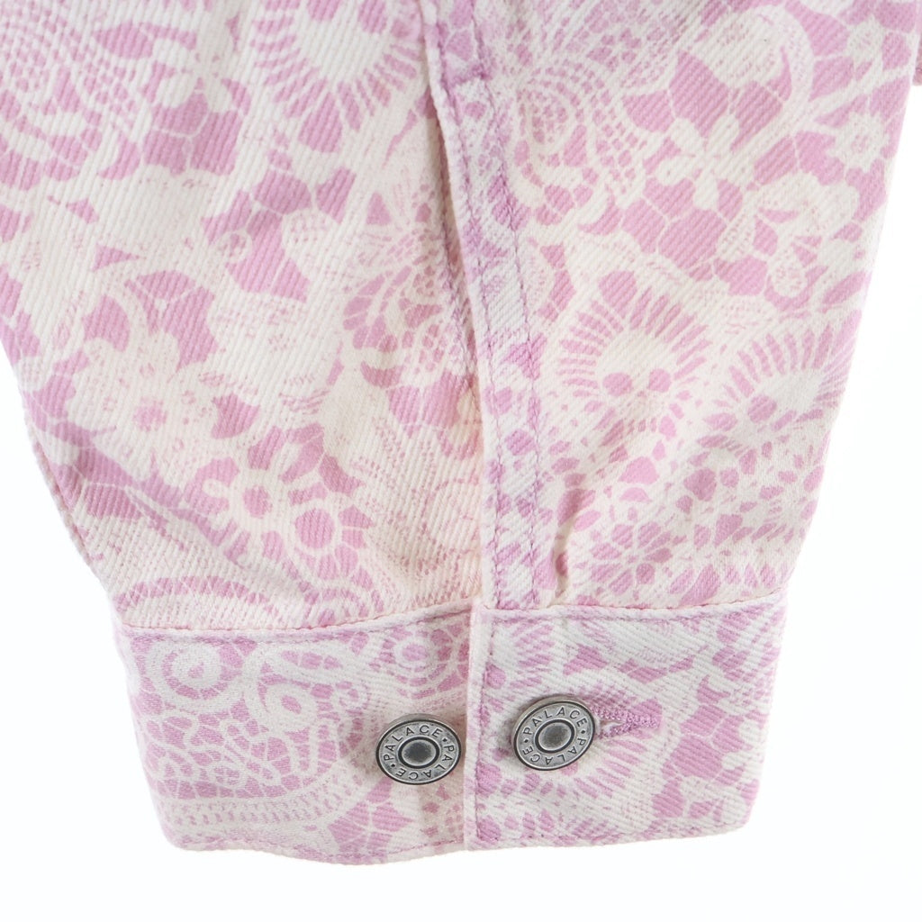 Palace Skateboards(パレススケートボーズ) 26SS LACE BLEACHED DENIM JACKET レース 総柄 ブリーチドデニムジャケット ピンク