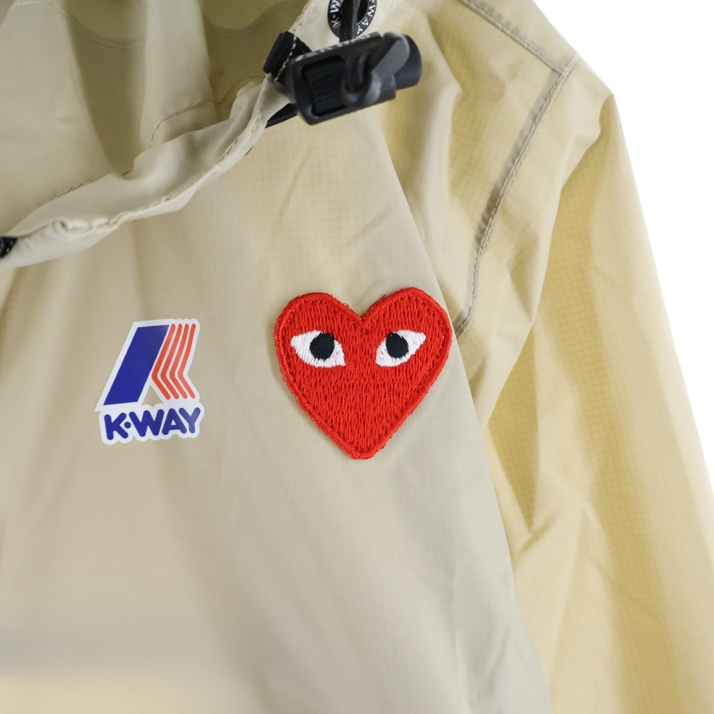 PLAY COMME des GARCONS(プレイコムデギャルソン) ×K-WAY ケーウェイ パッカブル ハーフジッププルオーバー フーデッドナイロンジャケット ベージュ AZ-J502-051