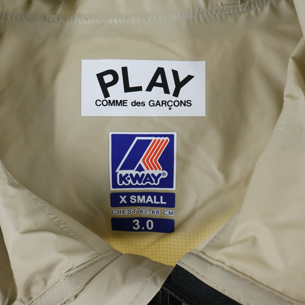 PLAY COMME des GARCONS(プレイコムデギャルソン) ×K-WAY ケーウェイ パッカブル ハーフジッププルオーバー フーデッドナイロンジャケット ベージュ AZ-J502-051