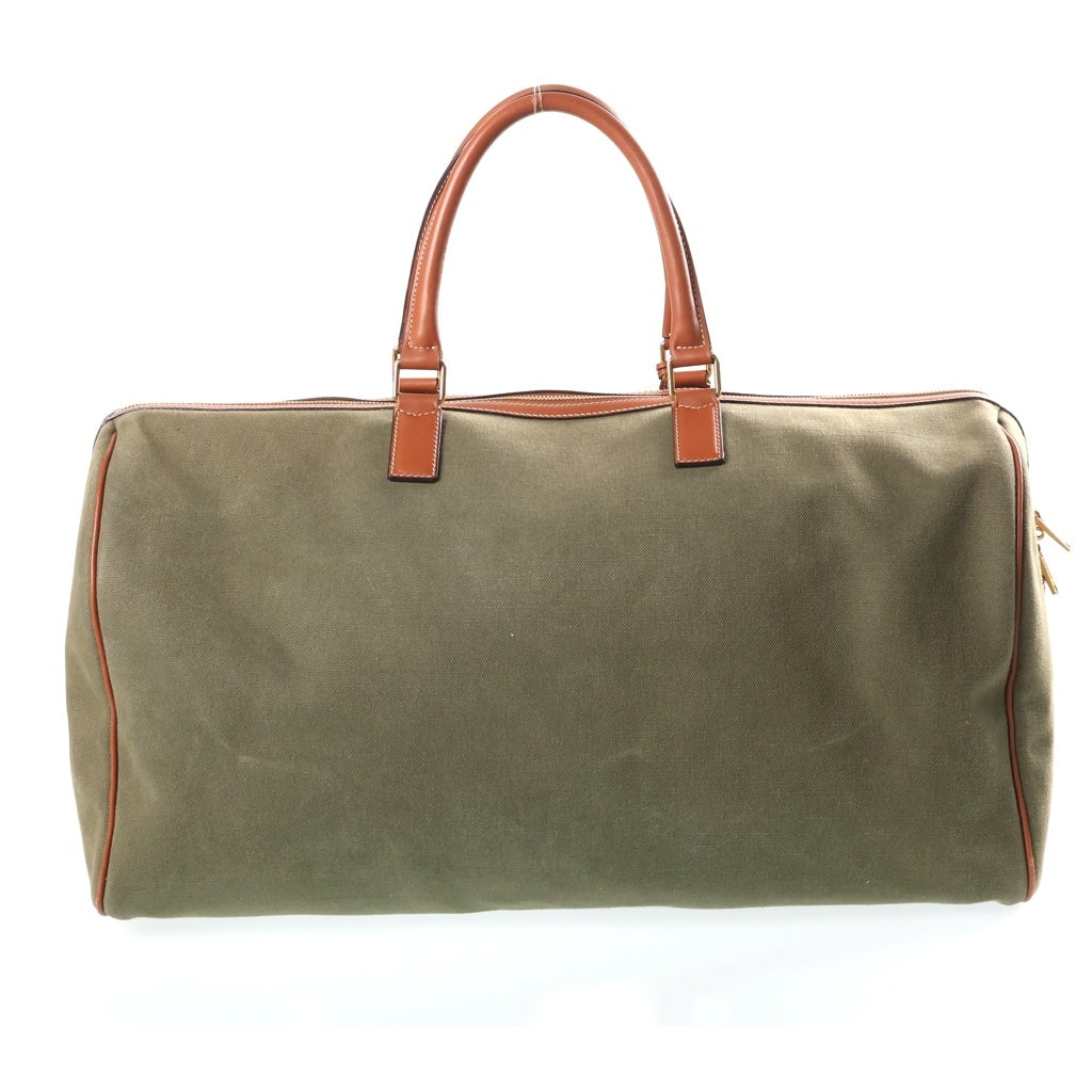 CELINE(セリーヌ) フロントロゴ カデナ付き レザーハンドル キャンバスボストンバッグ カーキ