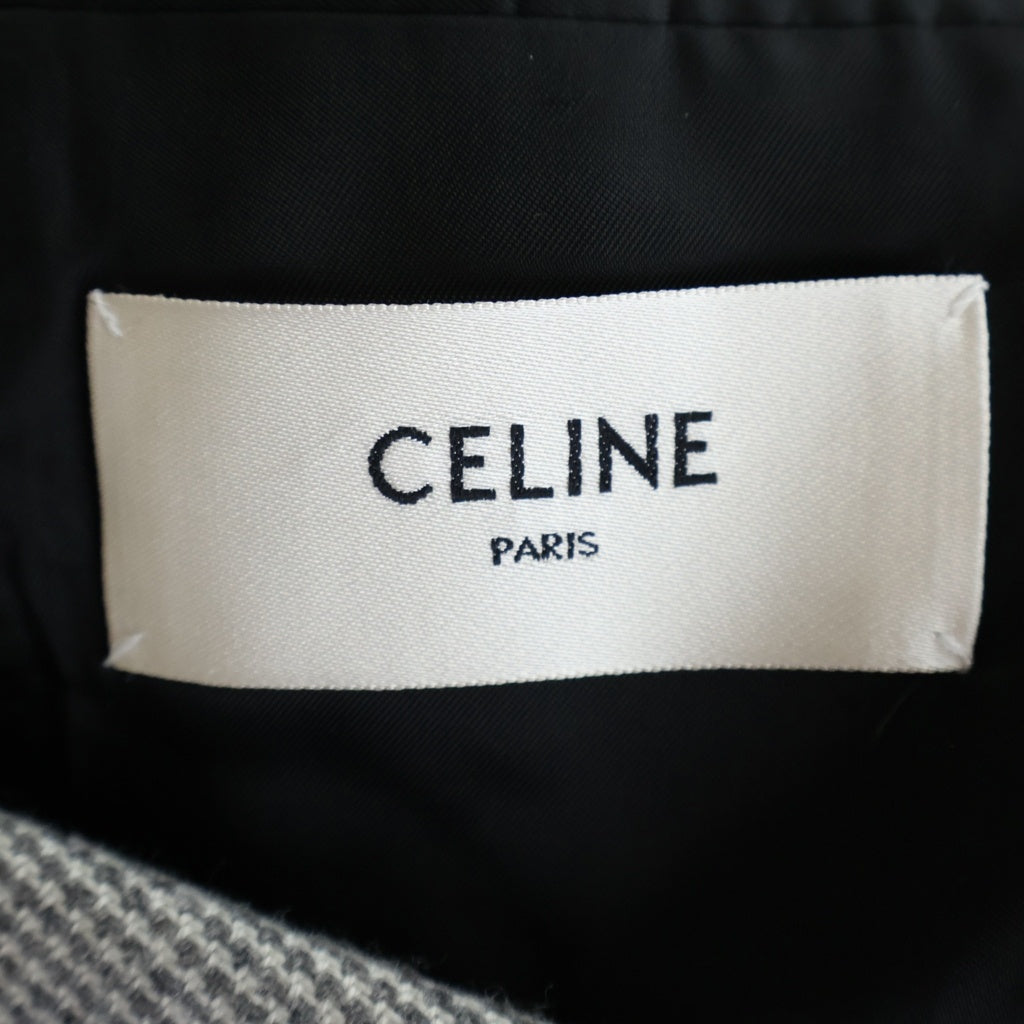 CELINE(セリーヌ) SORBONNE JACKET トリオンフボタン チェック柄 ソルボンヌジャケット レディース グレー RV0A50F85