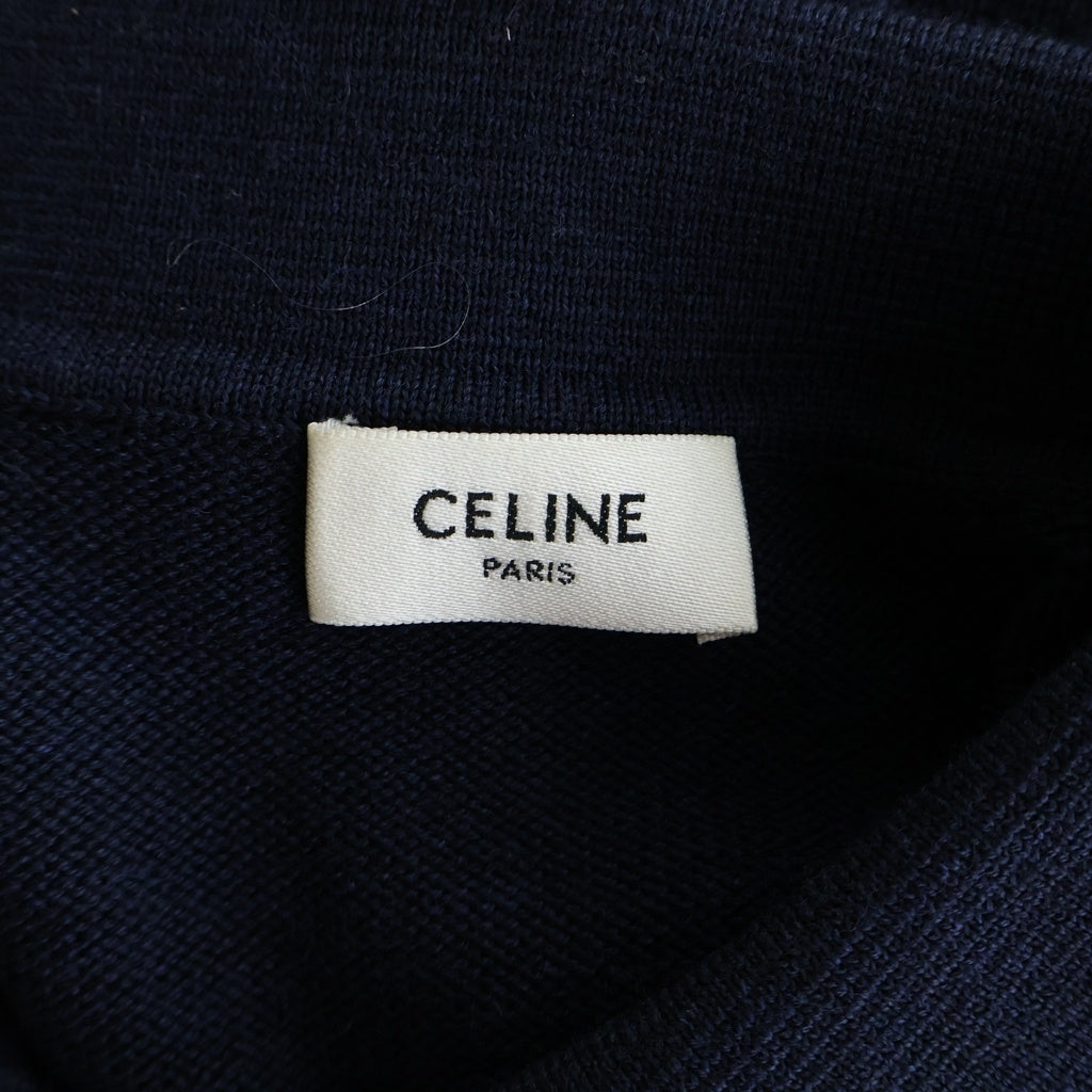 CELINE(セリーヌ) トリオンフ ウール クロップド 半袖ニットポロシャツ レディース ネイビー 2AH22322U