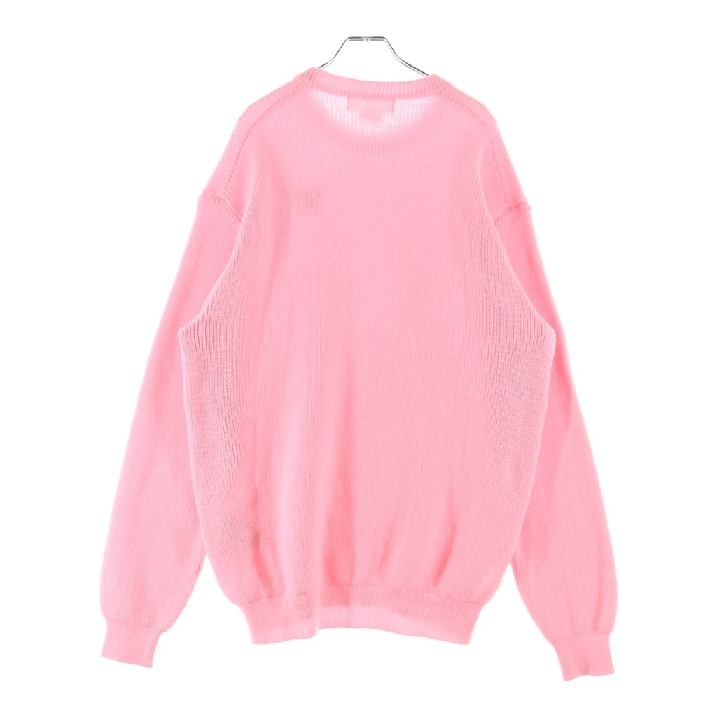 COMME DES GARCONS GIRL(コムデギャルソンガール) 23AW AD2023 ワンポイントリボン刺繍 アクリルニット セーター ピンク レディース NL-N007