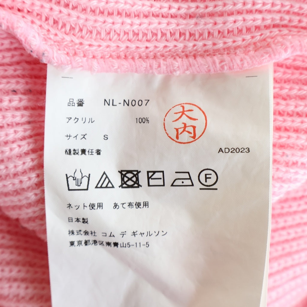 COMME DES GARCONS GIRL(コムデギャルソンガール) 23AW AD2023 ワンポイントリボン刺繍 アクリルニット セーター ピンク レディース NL-N007