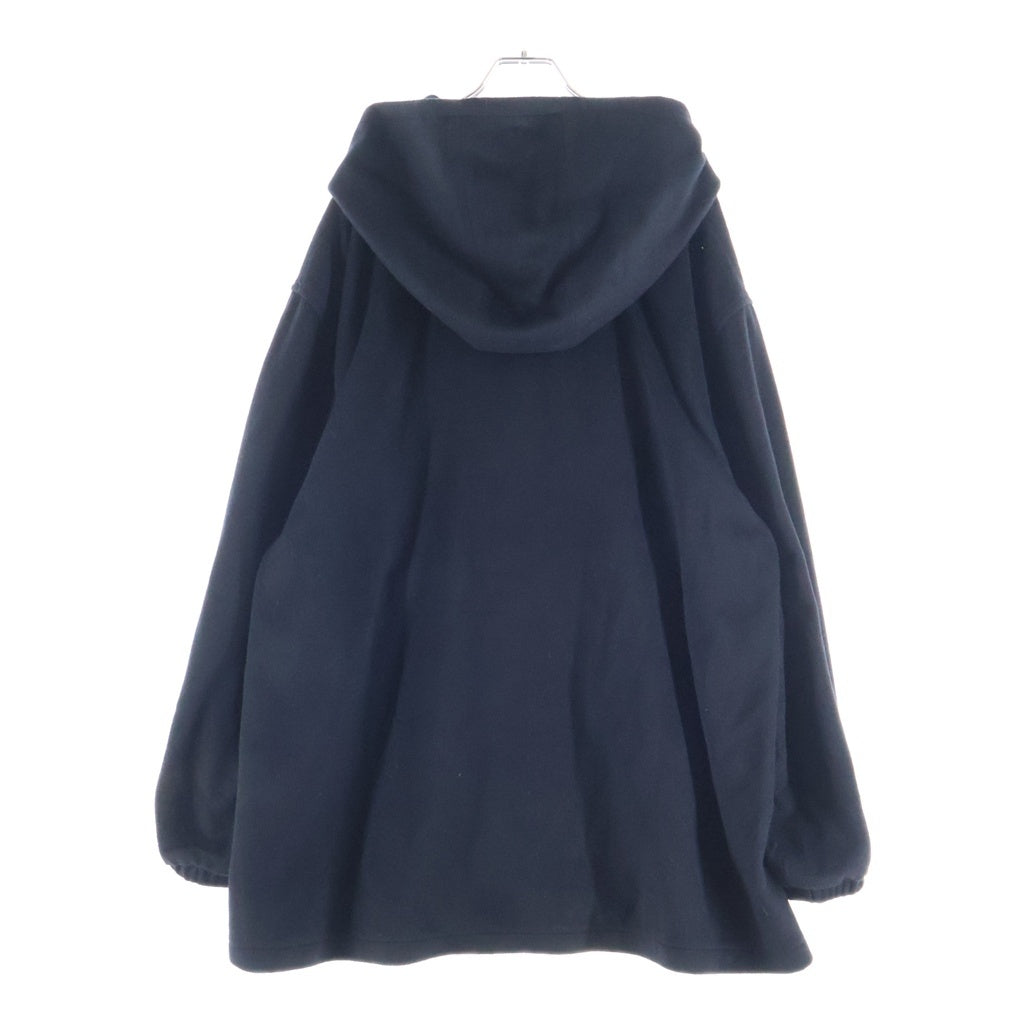 NO BRAND(ノーブランド) AMOMENTO アモメント WOOL ZIP UP PONCHO ドローストリング フーデッド ウール ジップアップ ポンチョ ブラック AM24FWM10JP