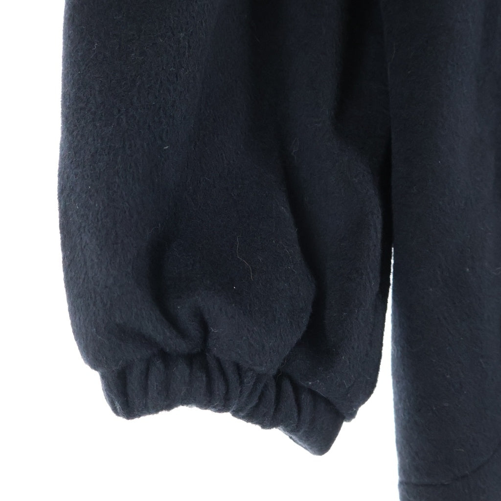 NO BRAND(ノーブランド) AMOMENTO アモメント WOOL ZIP UP PONCHO ドローストリング フーデッド ウール ジップアップ ポンチョ ブラック AM24FWM10JP