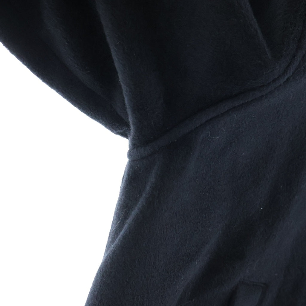 NO BRAND(ノーブランド) AMOMENTO アモメント WOOL ZIP UP PONCHO ドローストリング フーデッド ウール ジップアップ ポンチョ ブラック AM24FWM10JP