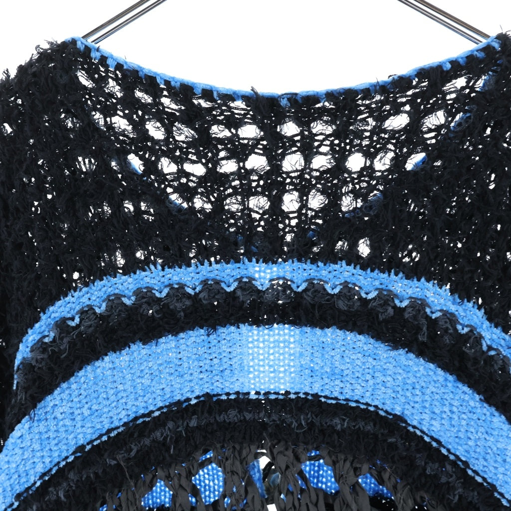 MAISON SPECIAL(メゾンスペシャル) HAND-KNITTED CARDIGAN メッシュ ハンドニット カーディガン レディース ブラック/ブルー 21252365705