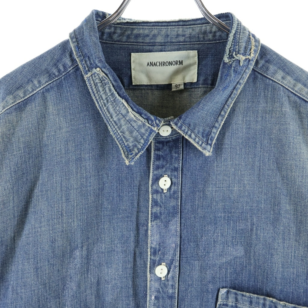 anachronorm(アナクローム) 22AW REMAKED ReSIZE WORK SHIRT リメイクド リサイズ ワークデニム長袖シャツ インディゴ AN193-R