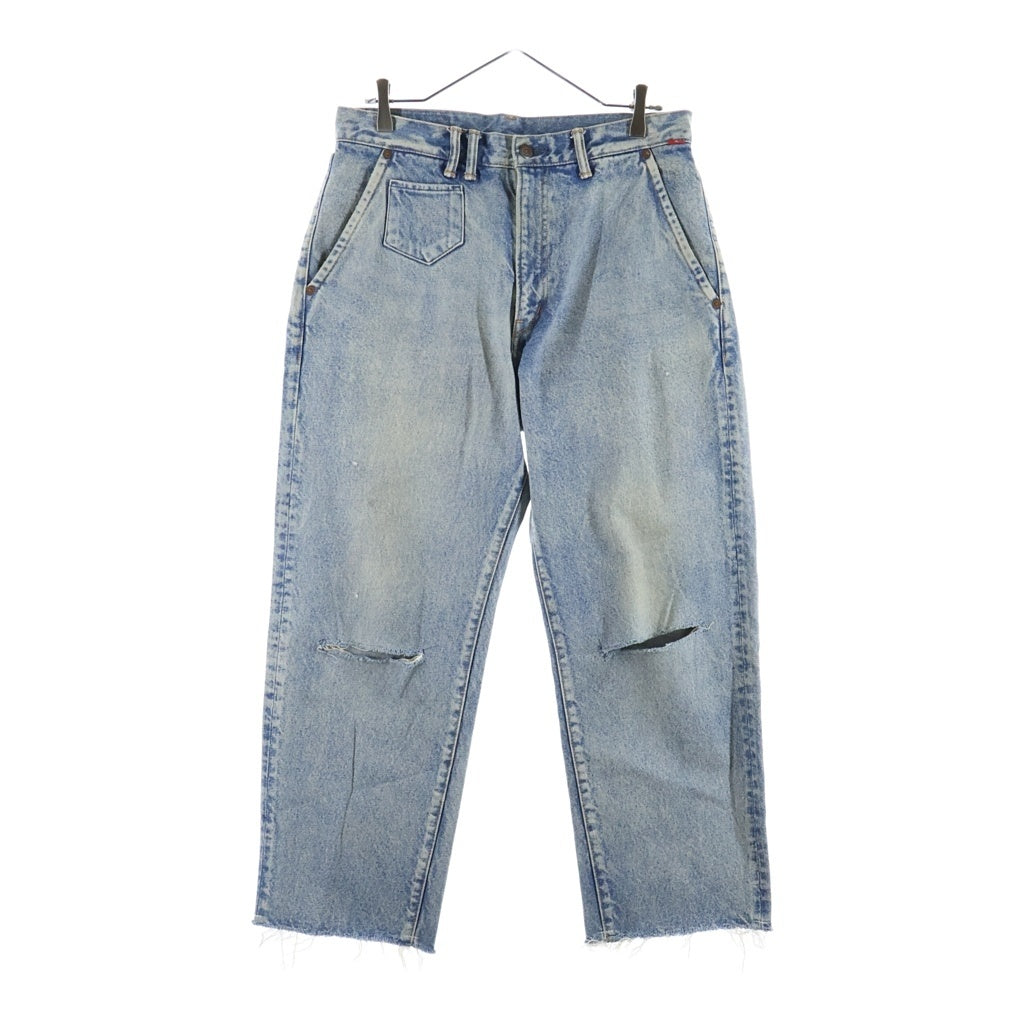 anachronorm(アナクローム) DAMAGED 80's WIDE TAPERED JEANS ダメージド ワイドテーパードジーンズ インディゴ AN221-R