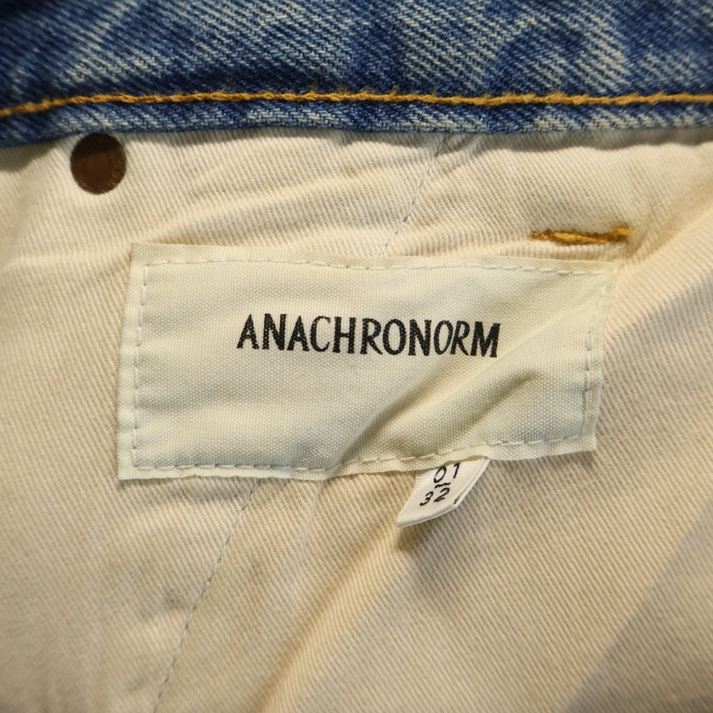 anachronorm(アナクローム) DAMAGED 80's WIDE TAPERED JEANS ダメージド ワイドテーパードジーンズ インディゴ AN221-R