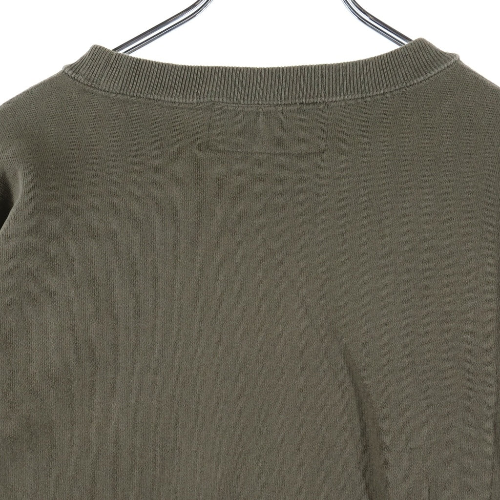 anachronorm(アナクローム) GLITCH EMBROIDERY SWEAT グリッチ フロントエンブロイダリー クルーネックスウェットシャツ トレーナー カーキ AN300
