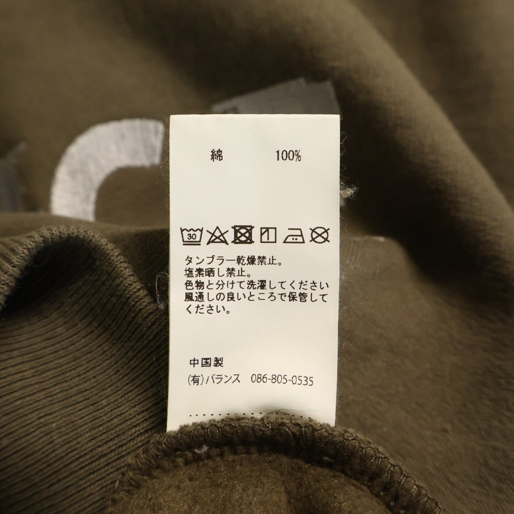 anachronorm(アナクローム) GLITCH EMBROIDERY SWEAT グリッチ フロントエンブロイダリー クルーネックスウェットシャツ トレーナー カーキ AN300