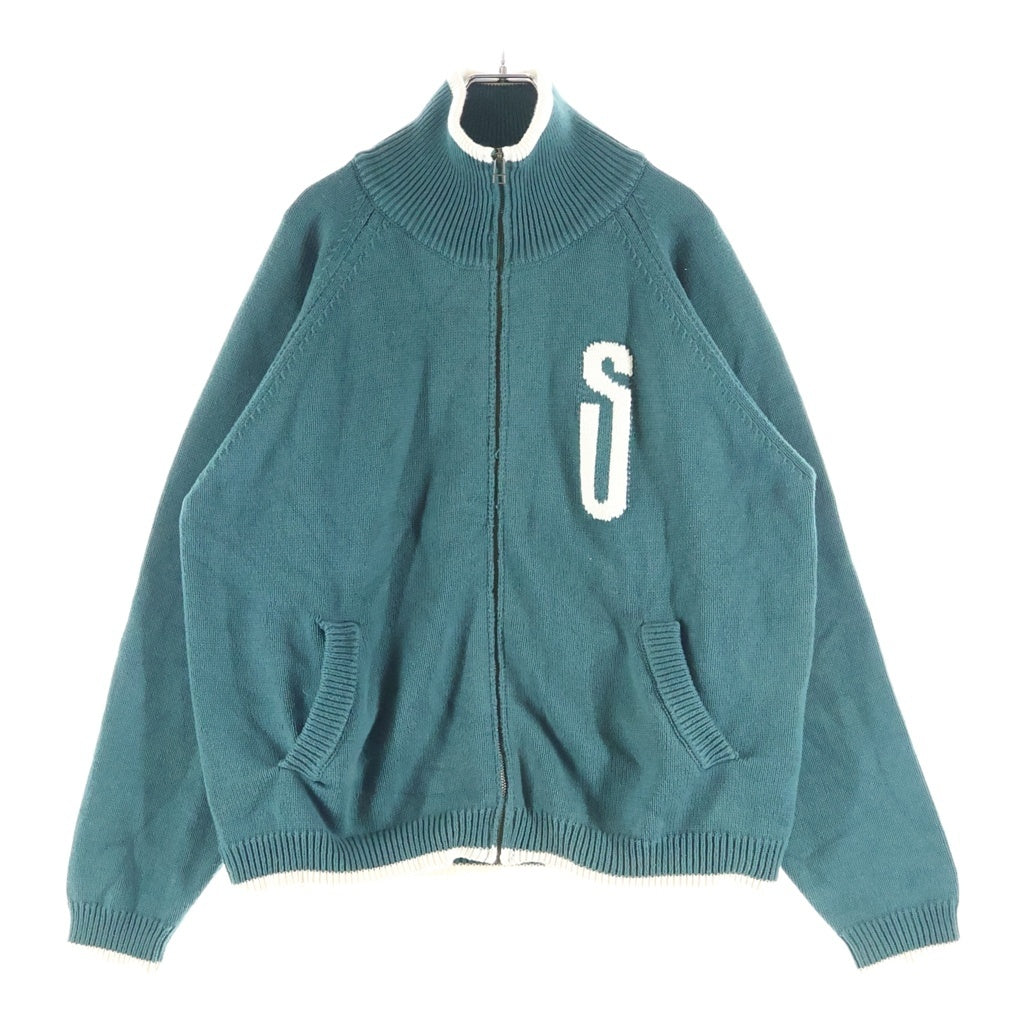 anachronorm(アナクローム) INITIAL DRIVERS KNIT イニシャルエンブロイダリー ジップアップ ドライバーズニット グリーン AN322