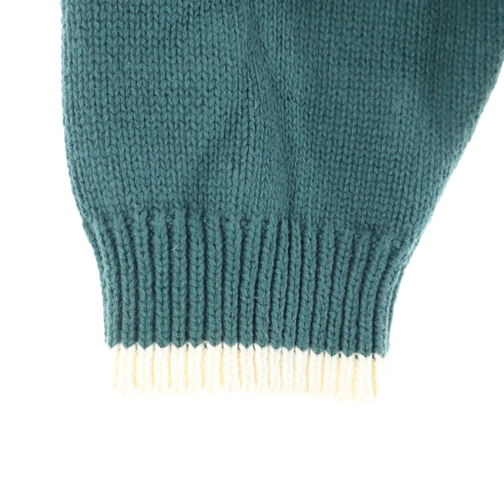 anachronorm(アナクローム) INITIAL DRIVERS KNIT イニシャルエンブロイダリー ジップアップ ドライバーズニット グリーン AN322