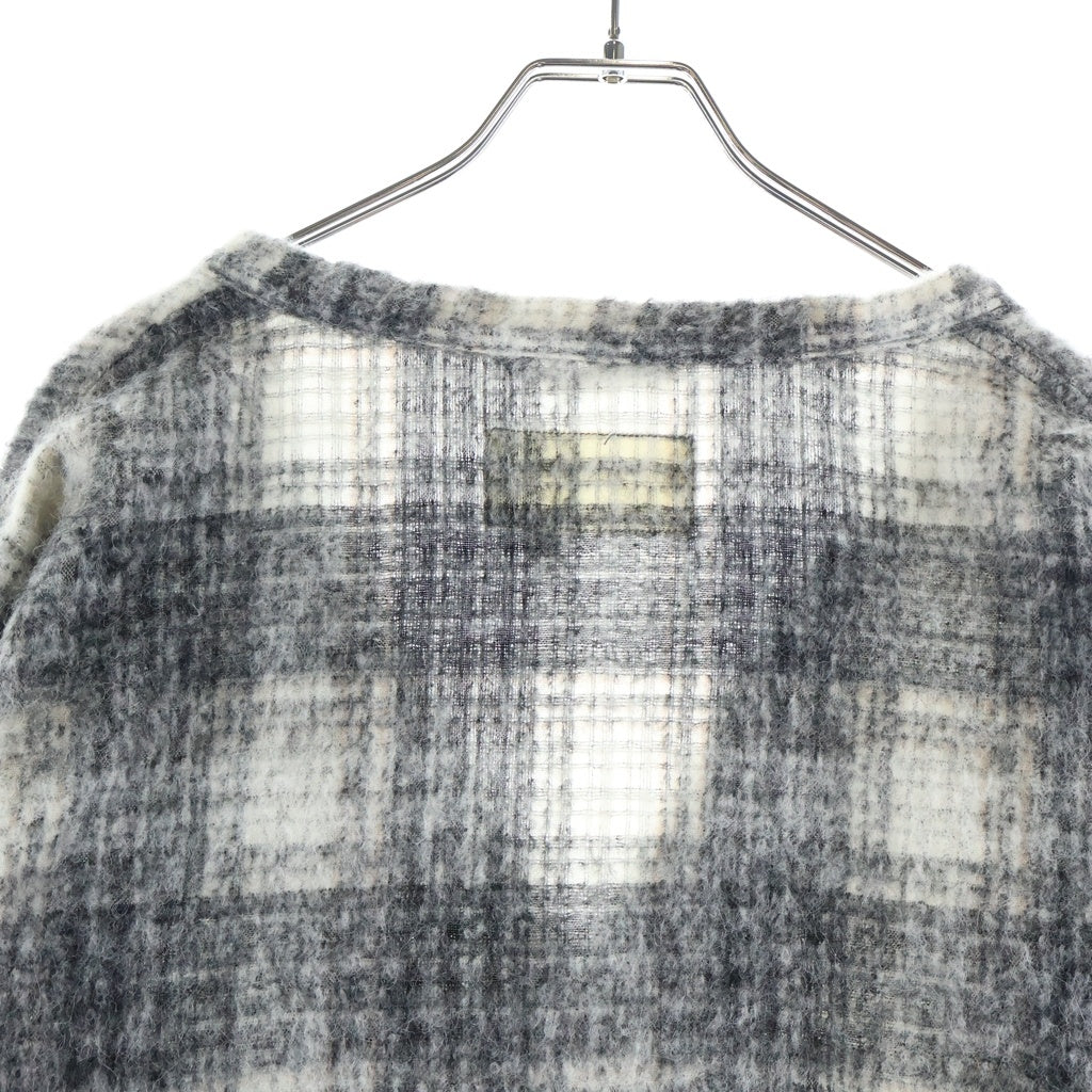 anachronorm(アナクローム) MOHAIR LIKE CARDIGAN モヘアライク チェック カーディガン セーター ニット グレー AN200