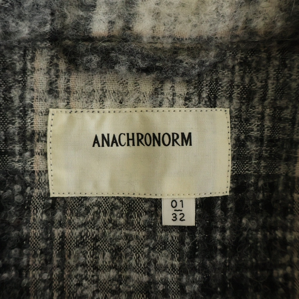 anachronorm(アナクローム) MOHAIR LIKE CARDIGAN モヘアライク チェック カーディガン セーター ニット グレー AN200