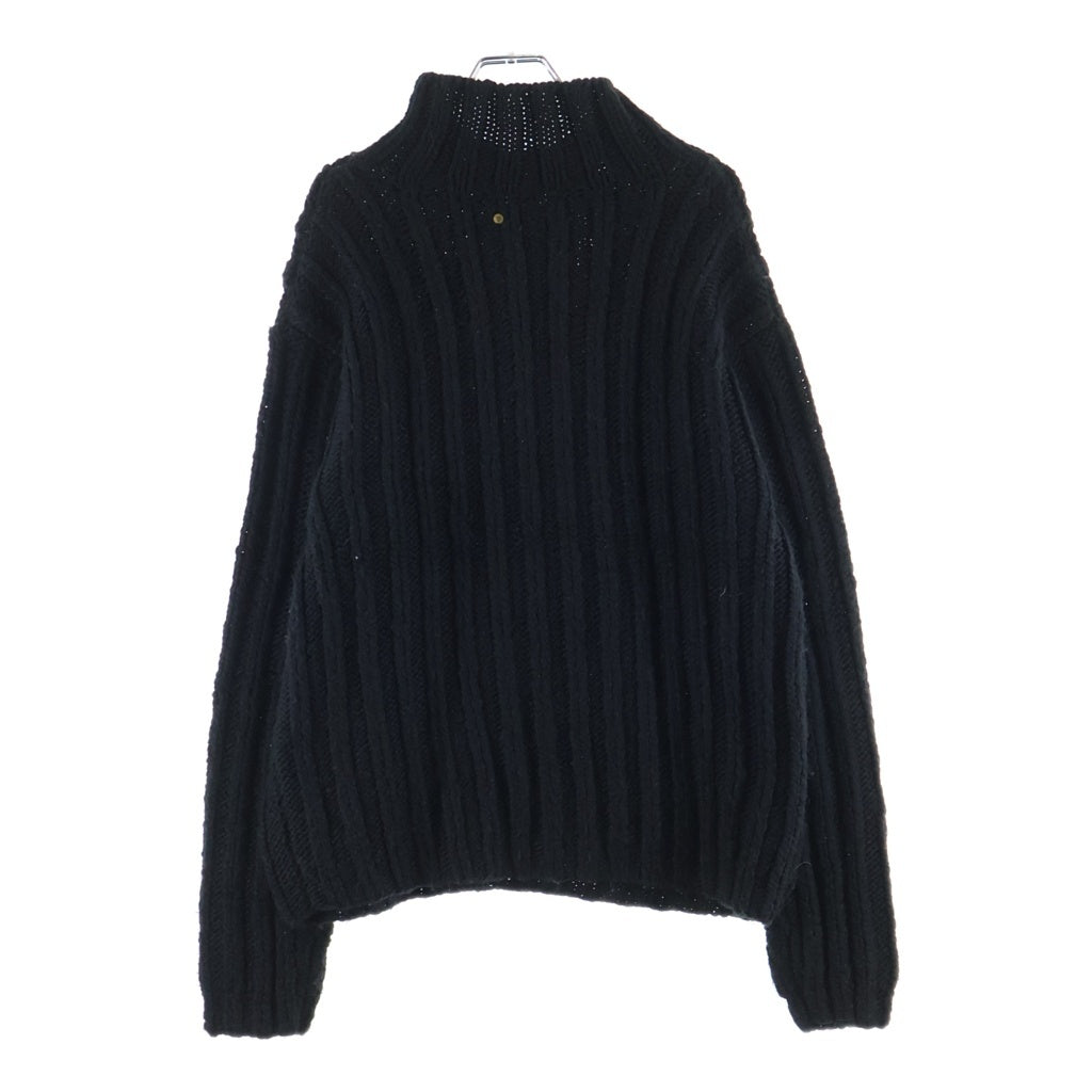 anachronorm(アナクローム) Rib Highneck Sweater ローゲージ リブハイネック ケーブルニットスウェット セーター ブラック ANA241