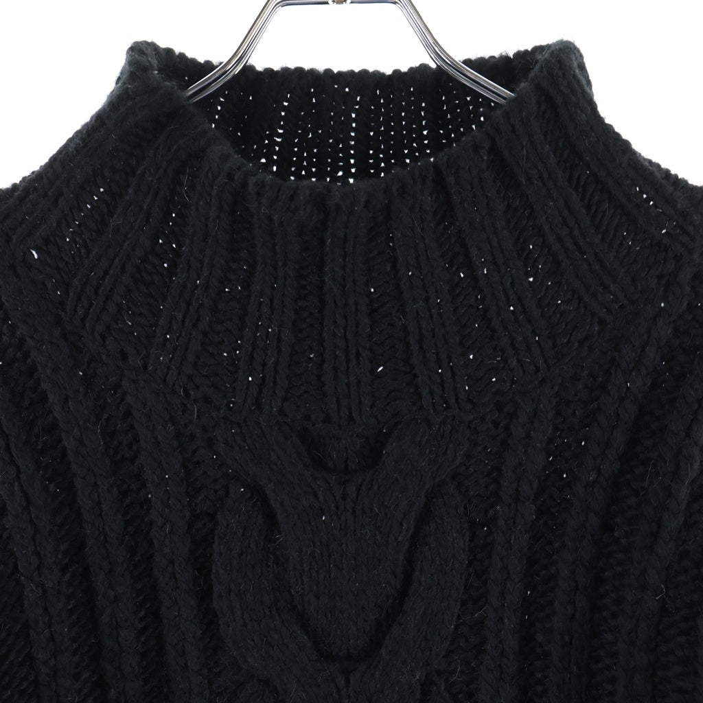 anachronorm(アナクローム) Rib Highneck Sweater ローゲージ リブハイネック ケーブルニットスウェット セーター ブラック ANA241
