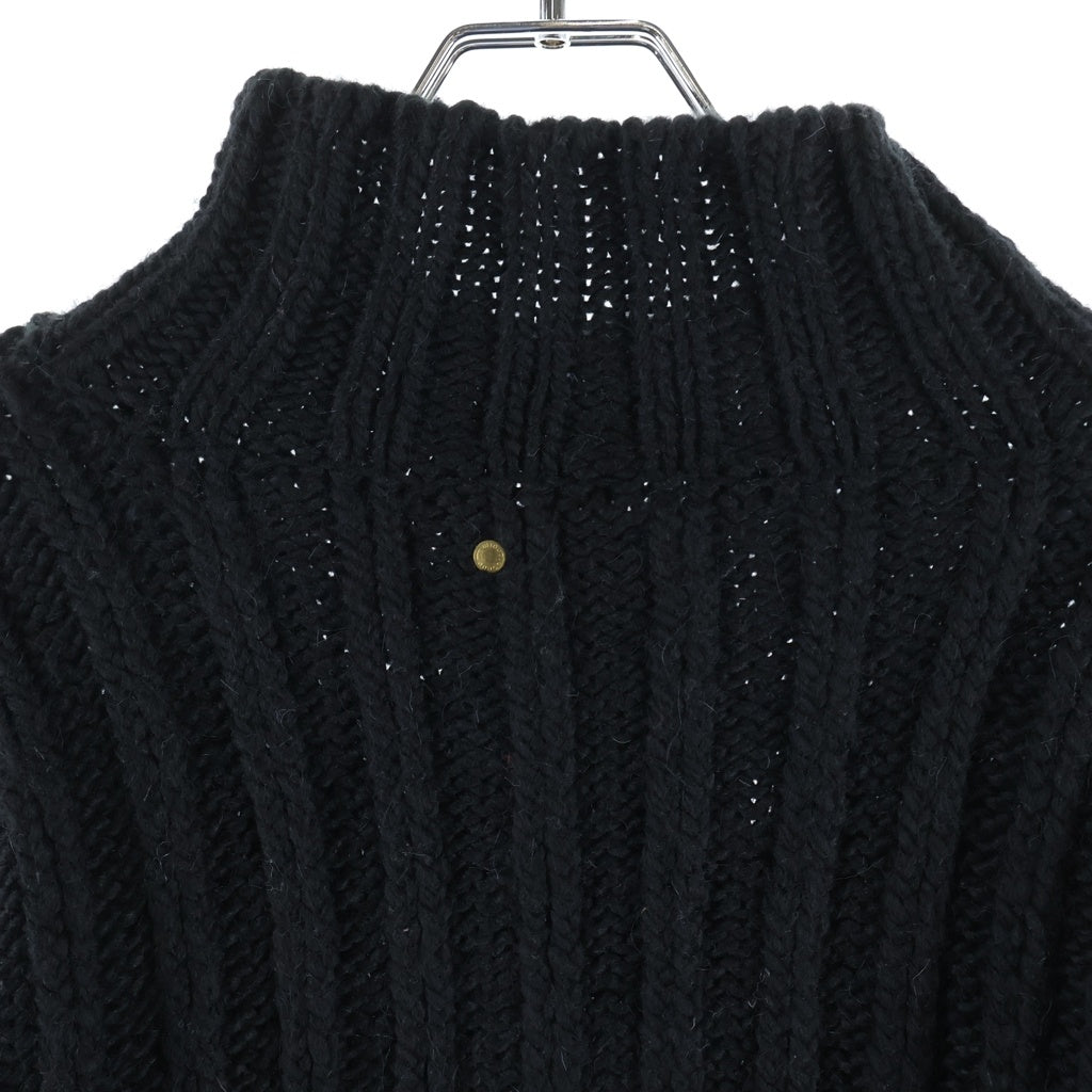 anachronorm(アナクローム) Rib Highneck Sweater ローゲージ リブハイネック ケーブルニットスウェット セーター ブラック ANA241