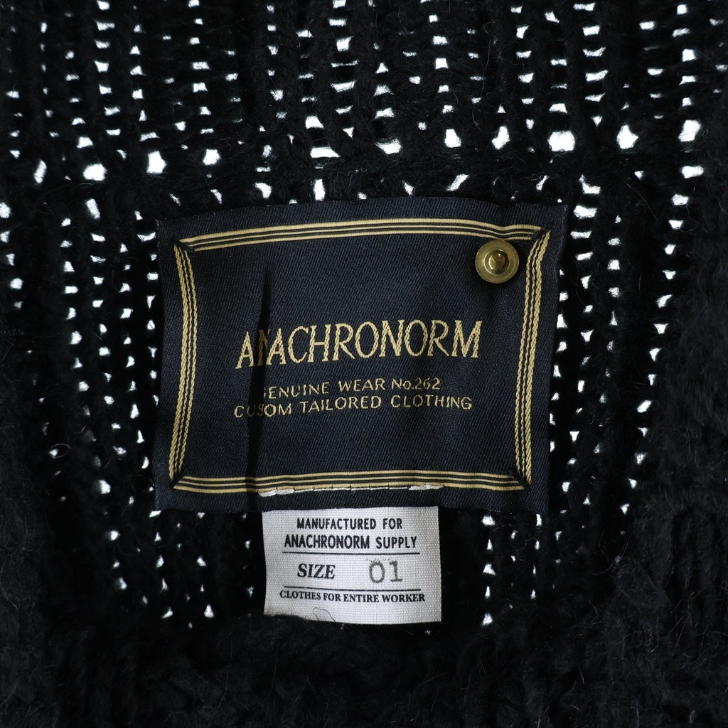 anachronorm(アナクローム) Rib Highneck Sweater ローゲージ リブハイネック ケーブルニットスウェット セーター ブラック ANA241